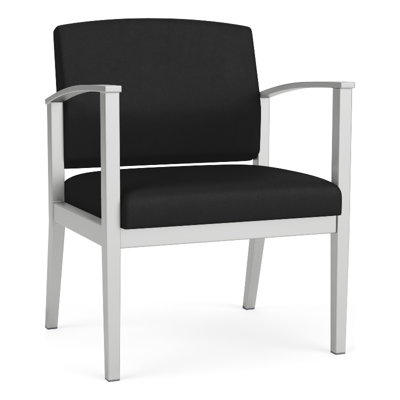 Amherst Steel Reception Waiting Oversize Guest Chair / Silver Steel / Black