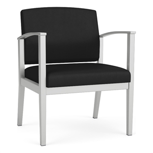 Amherst Steel Reception Waiting Oversize Guest Chair / Silver Steel / Black