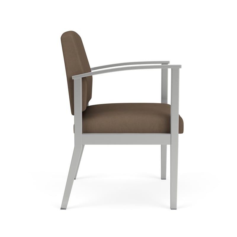 Amherst Steel Reception Waiting Oversize Guest Chair / Silver Steel / Brown