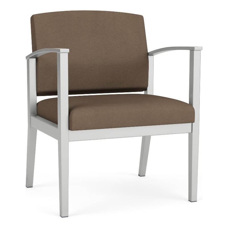 Amherst Steel Reception Waiting Oversize Guest Chair / Silver Steel / Brown