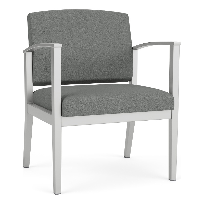 Amherst Steel Reception Waiting Oversize Guest Chair / Silver Steel / Light Gray
