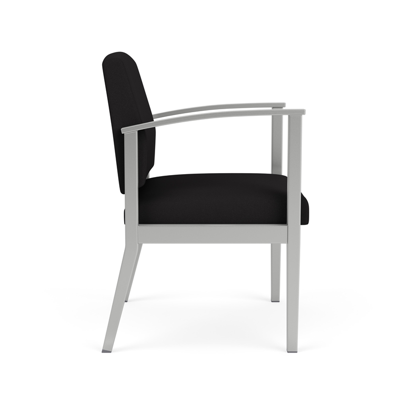 Amherst Steel Reception Waiting Oversize Guest Chair / Silver Steel / Black