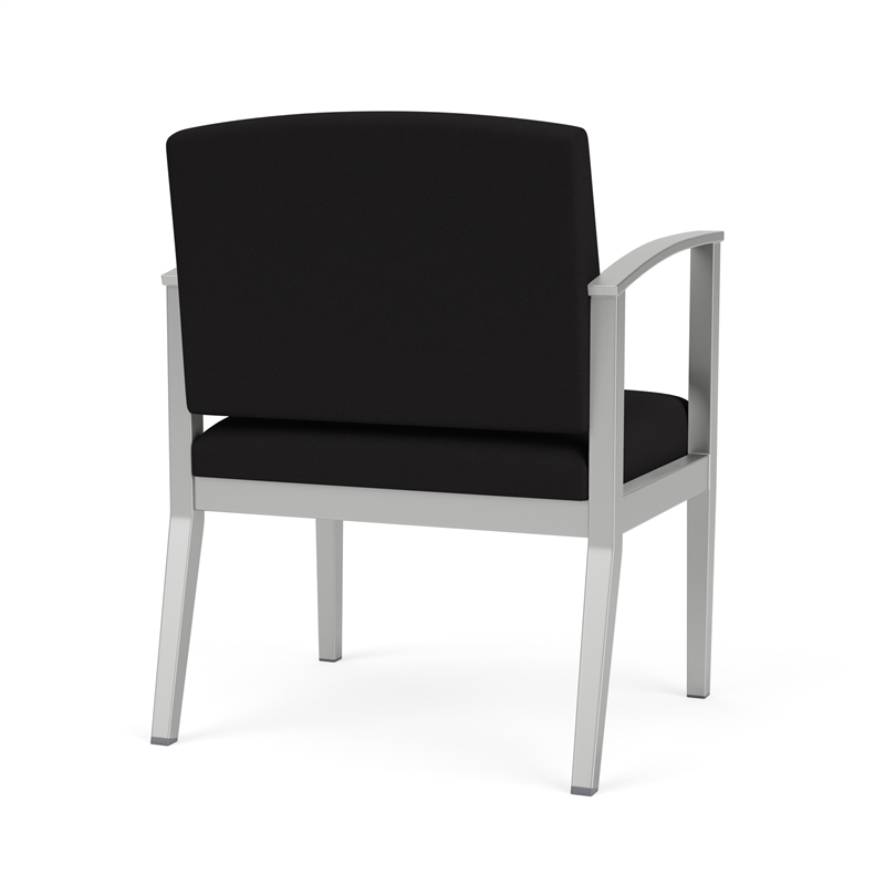 Amherst Steel Reception Waiting Oversize Guest Chair / Silver Steel / Black