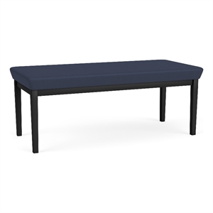 Amherst Steel Reception Waiting 18.5&quot 2 Seat Bench / Black Steel / Blue