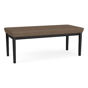 Amherst Steel Reception Waiting 18.5&quot 2 Seat Bench / Black Steel / Brown