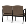 Amherst Steel Reception Waiting Room 2-Seat Chair / Black Steel / Brown