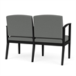 Amherst Steel Reception Waiting 2-Seat Chair / Black Steel / Light Gray