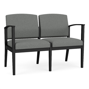 Amherst Steel Reception Waiting 2-Seat Chair / Black Steel / Light Gray