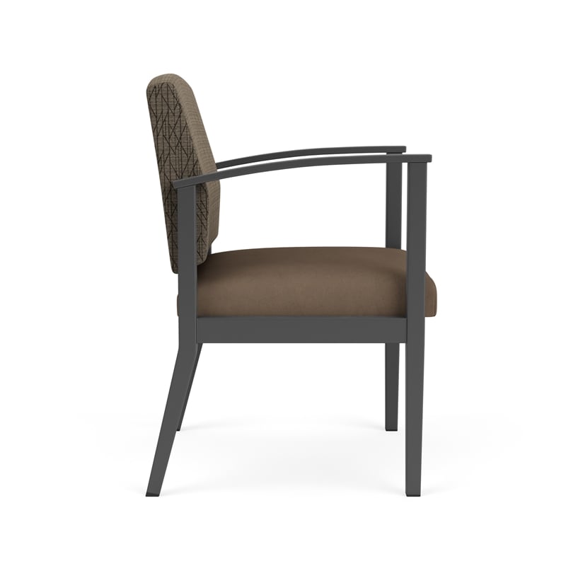 Amherst Steel Reception Waiting Guest Chair / Charcoal Steel / Brown / Brown