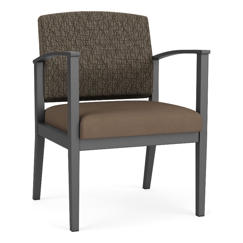 Amherst Steel Reception Waiting Guest Chair / Charcoal Steel / Brown / Brown