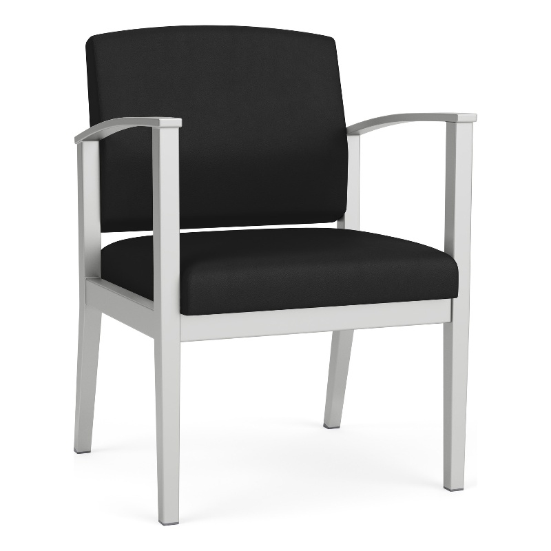 Amherst Steel Reception Waiting Room Guest Chair / Silver Steel / Black