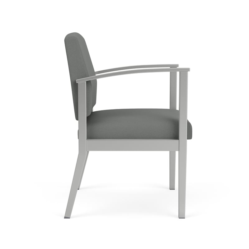 Amherst Steel Reception Waiting Guest Chair / Silver Steel / Light Gray