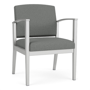 Amherst Steel Reception Waiting Guest Chair / Silver Steel / Light Gray