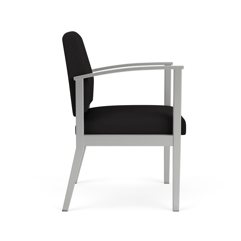 Amherst Steel Reception Waiting Room Guest Chair / Silver Steel / Black