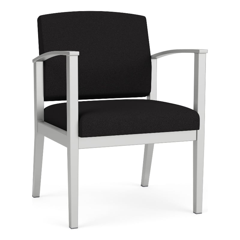 Amherst Steel Reception Waiting Room Guest Chair / Silver Steel / Black