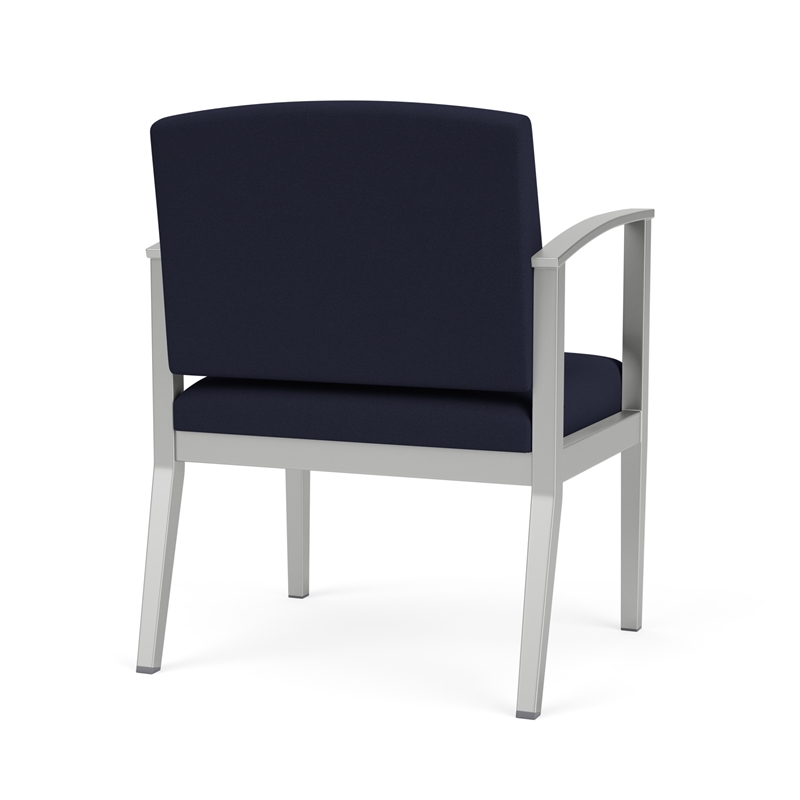 Amherst Steel Reception Waiting Oversize Guest Chair / Silver Steel / Navy Blue