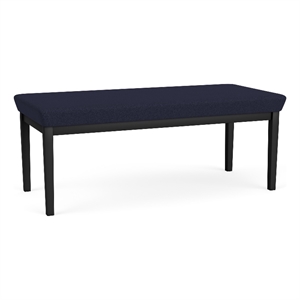 Amherst Steel Reception Waiting 18.5&quot 2 Seat Bench / Black Steel / Navy Blue