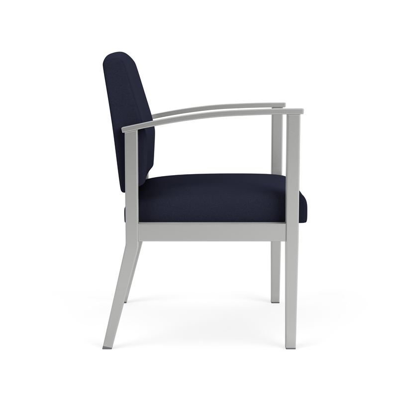 Amherst Steel Reception Waiting Guest Chair / Silver Steel / Navy Blue