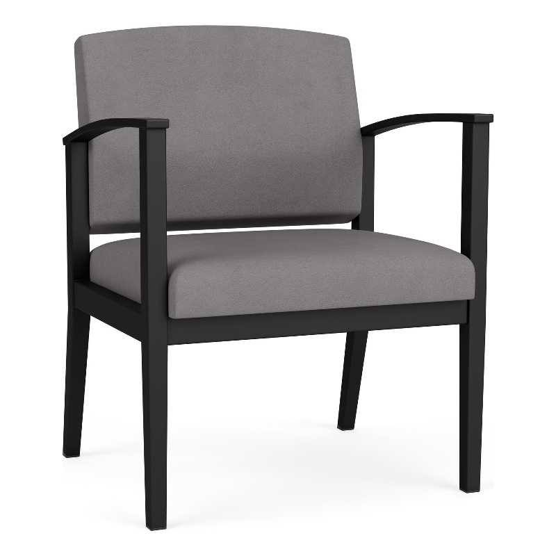 Amherst Steel Reception Waiting Oversize Guest Chair / Black Steel / Light Gray