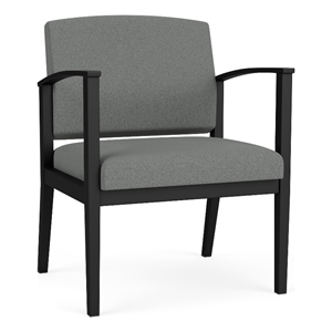 Amherst Steel Reception Waiting Oversize Guest Chair / Black Steel / Light Gray