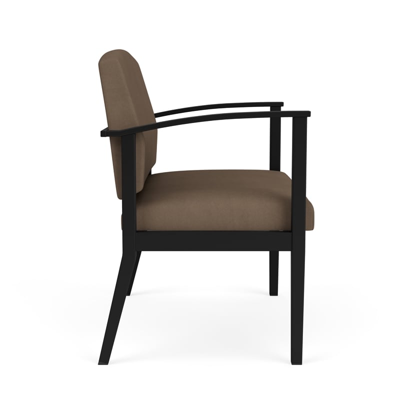 Amherst Steel Reception Waiting Room Bariatric Chair / Black Steel / Brown