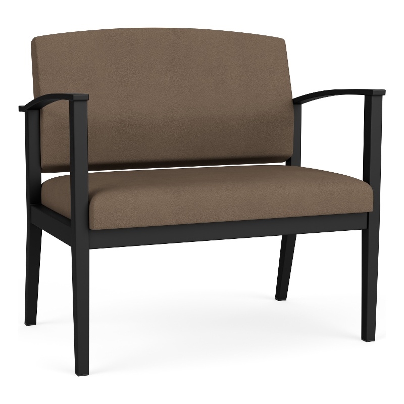 Amherst Steel Reception Waiting Room Bariatric Chair / Black Steel / Brown