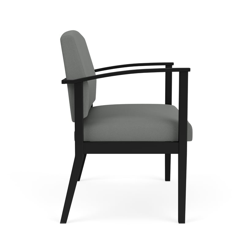 Amherst Steel Reception Waiting Bariatric Chair / Black Steel / Light Gray
