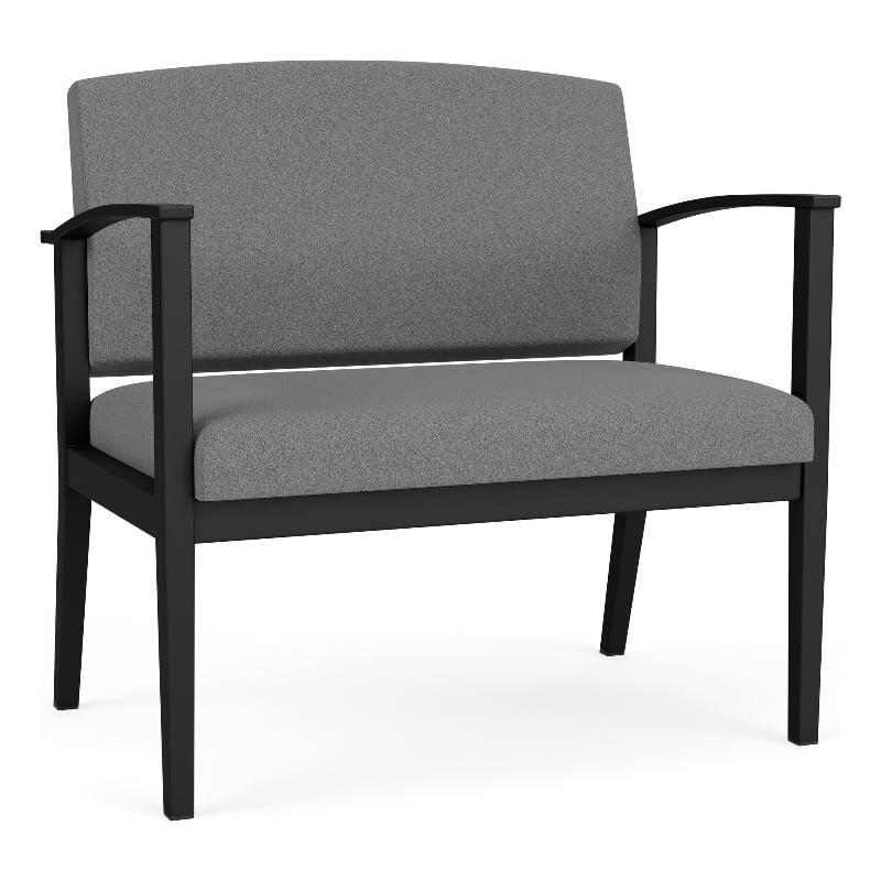 Amherst Steel Reception Waiting Bariatric Chair / Black Steel / Light Gray
