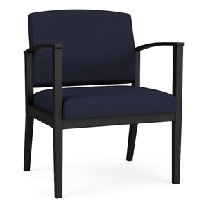 Amherst Steel Reception Waiting Oversize Guest Chair / Black Steel / Navy Blue