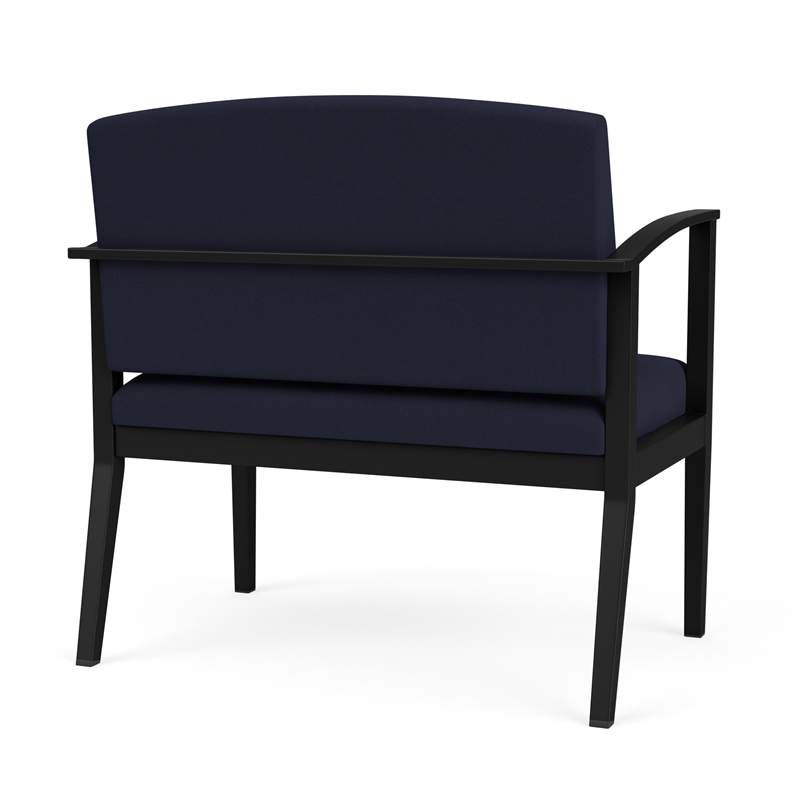 Amherst Steel Reception Waiting Bariatric Chair / Black Steel / Navy Blue