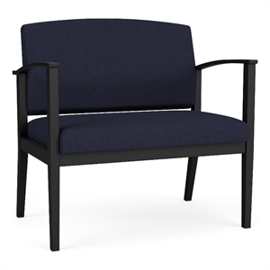 Amherst Steel Reception Waiting Bariatric Chair / Black Steel / Navy Blue