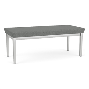 Amherst Steel Reception Waiting 18.5&quot 2 Seat Bench / Silver Steel / Light Gray