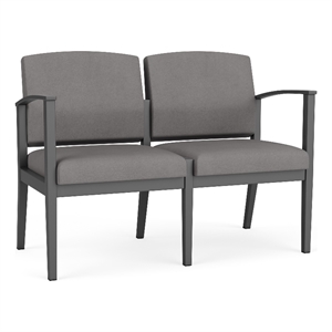 Amherst Steel Reception Waiting 2-Seat Chair / Charcoal Steel / Light Gray