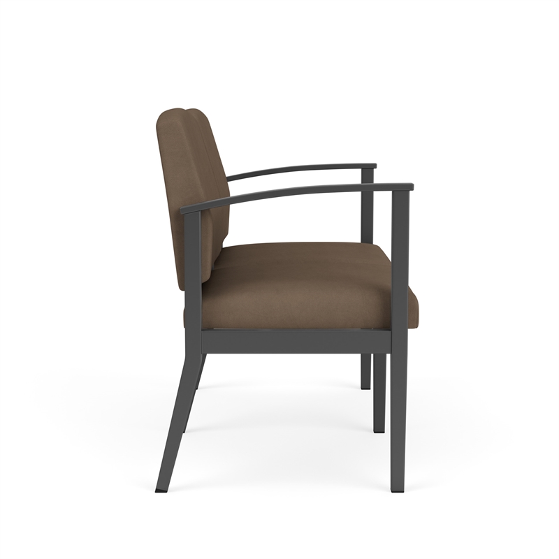 Amherst Steel Reception Waiting Room 2-Seat Chair / Charcoal Steel / Brown