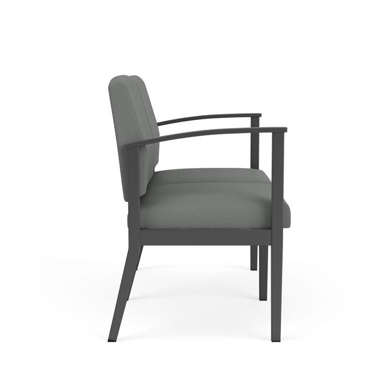 Amherst Steel Reception Waiting 2-Seat Chair / Charcoal Steel / Light Gray