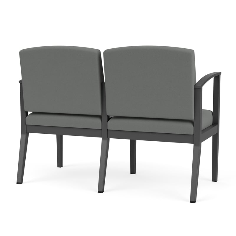 Amherst Steel Reception Waiting 2-Seat Chair / Charcoal Steel / Light Gray