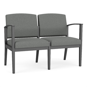 Amherst Steel Reception Waiting 2-Seat Chair / Charcoal Steel / Light Gray