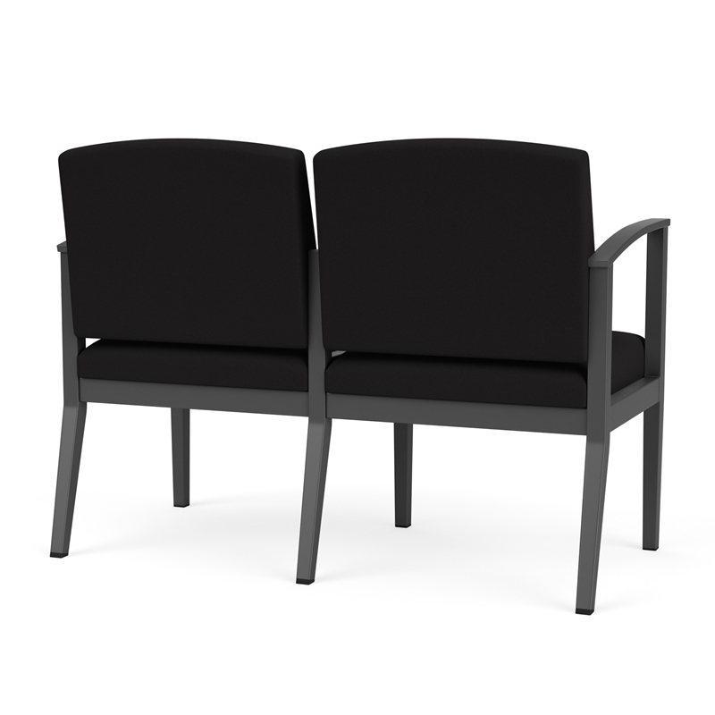 Amherst Steel Reception Waiting Room 2-Seat Chair / Charcoal Steel / Black