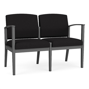 Amherst Steel Reception Waiting Room 2-Seat Chair / Charcoal Steel / Black