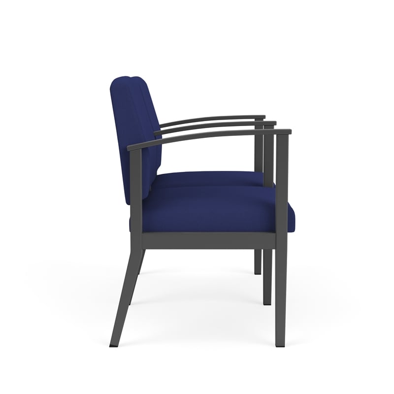 Amherst Steel Reception Waiting 2 Seat Tandem Seating / Charcoal Steel / Blue