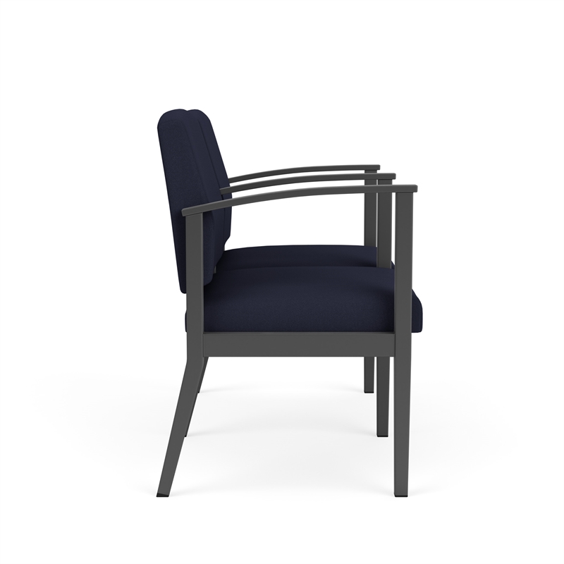 Amherst Steel Reception 2 Seat Tandem Seating / Charcoal Steel / Navy Blue