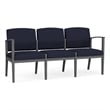 Amherst Steel Reception Waiting 3-Seat Chair / Charcoal Steel / Navy Blue