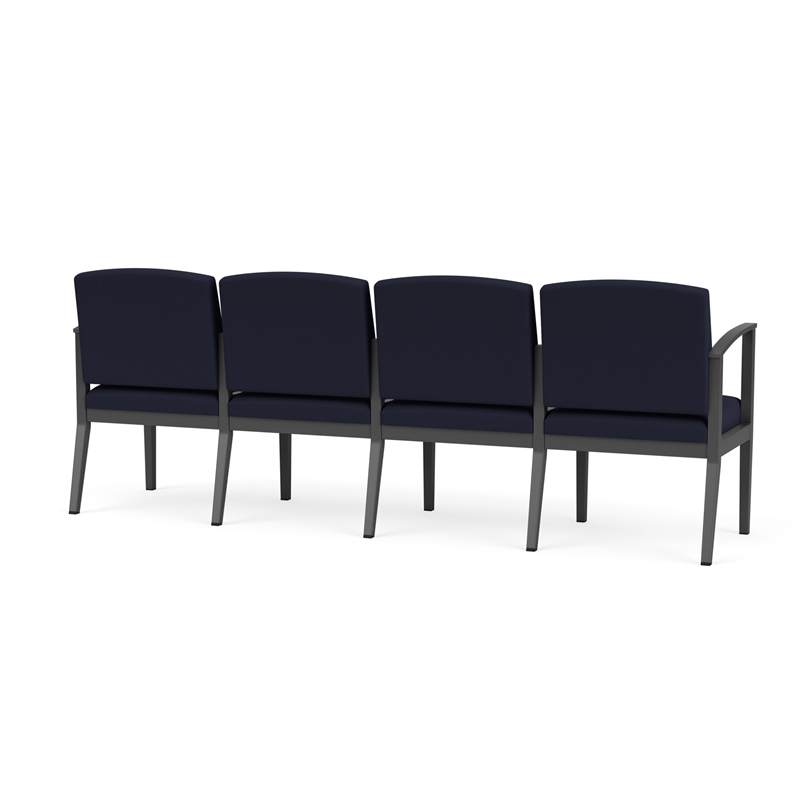 Amherst Steel Reception Waiting 4-Seat Chair / Charcoal Steel / Navy Blue