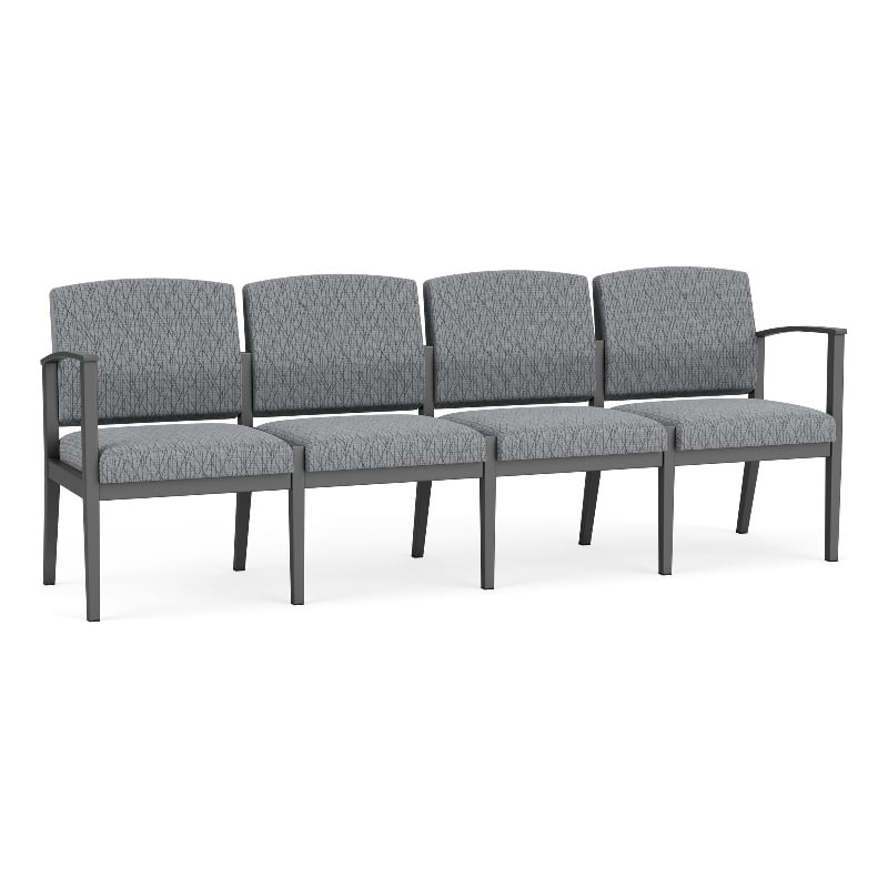 Amherst Steel Reception Waiting Room 4-Seat Chair / Charcoal Steel / Gray