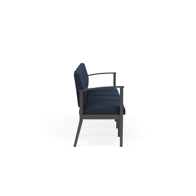 Amherst Steel Reception Waiting Room 4-Seat Chair / Charcoal Steel / Blue