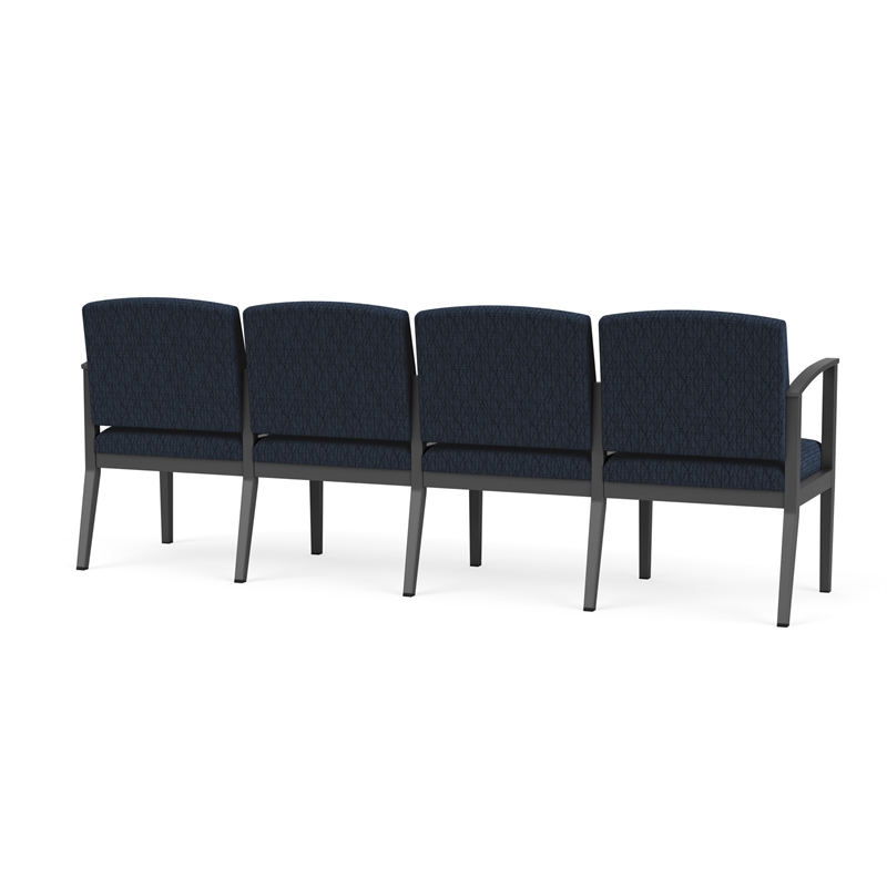 Amherst Steel Reception Waiting Room 4-Seat Chair / Charcoal Steel / Blue