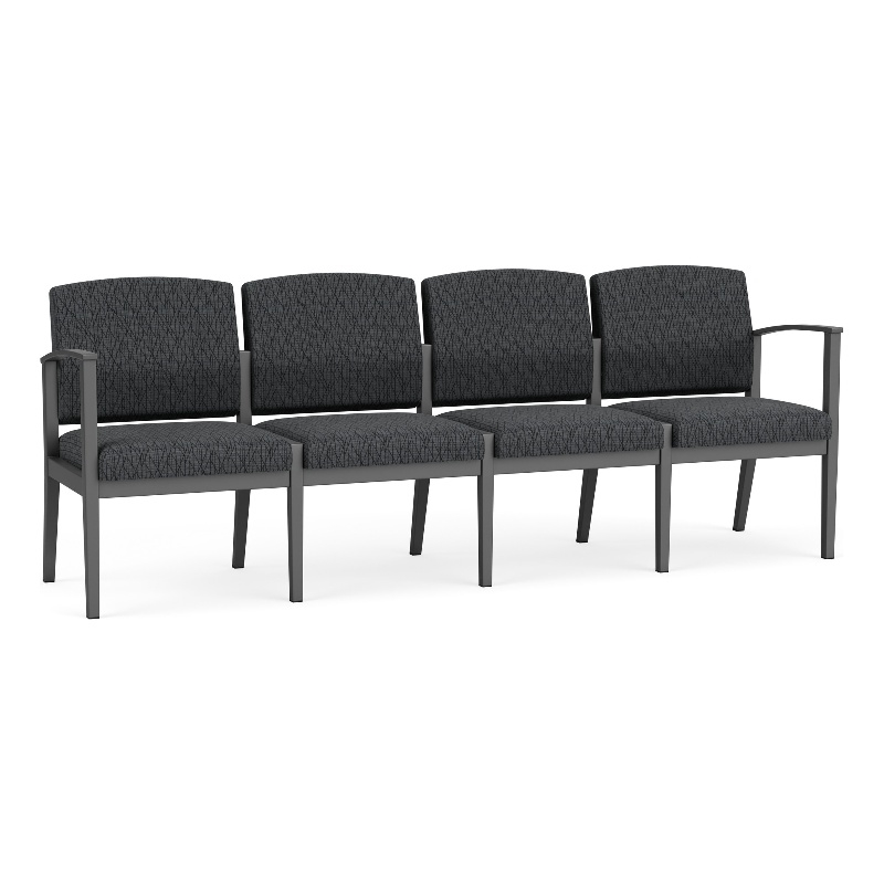 Amherst Steel Reception Waiting 4-Seat Chair / Charcoal Steel / Dark Gray
