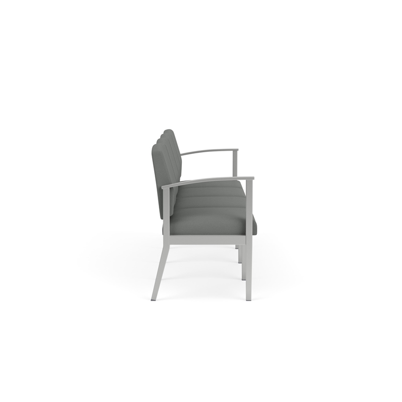 Amherst Steel Reception Waiting 4-Seat Chair / Silver Steel / Light Gray
