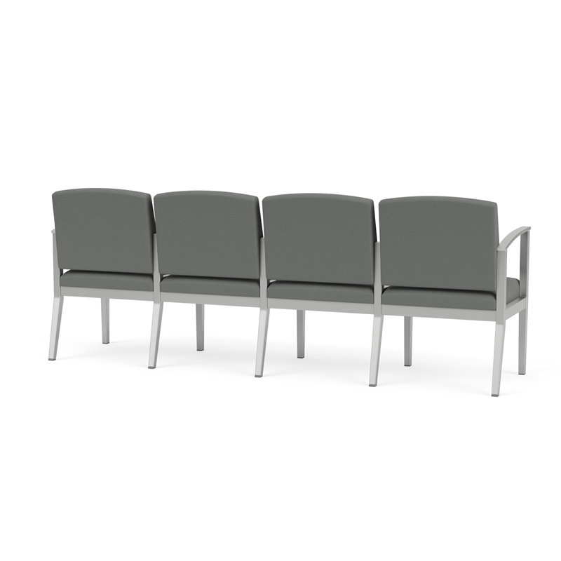 Amherst Steel Reception Waiting 4-Seat Chair / Silver Steel / Light Gray