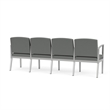 Amherst Steel Reception Waiting 4-Seat Chair / Silver Steel / Light Gray